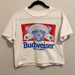 Budweiser Crop Tee with Red and Blue Logo